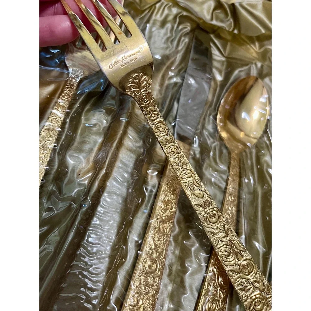 Vtg CELLINI ROMANESQUE Set of 8 Flatware 1 Pc MISSING W/ Butter Sugar Spoon Case